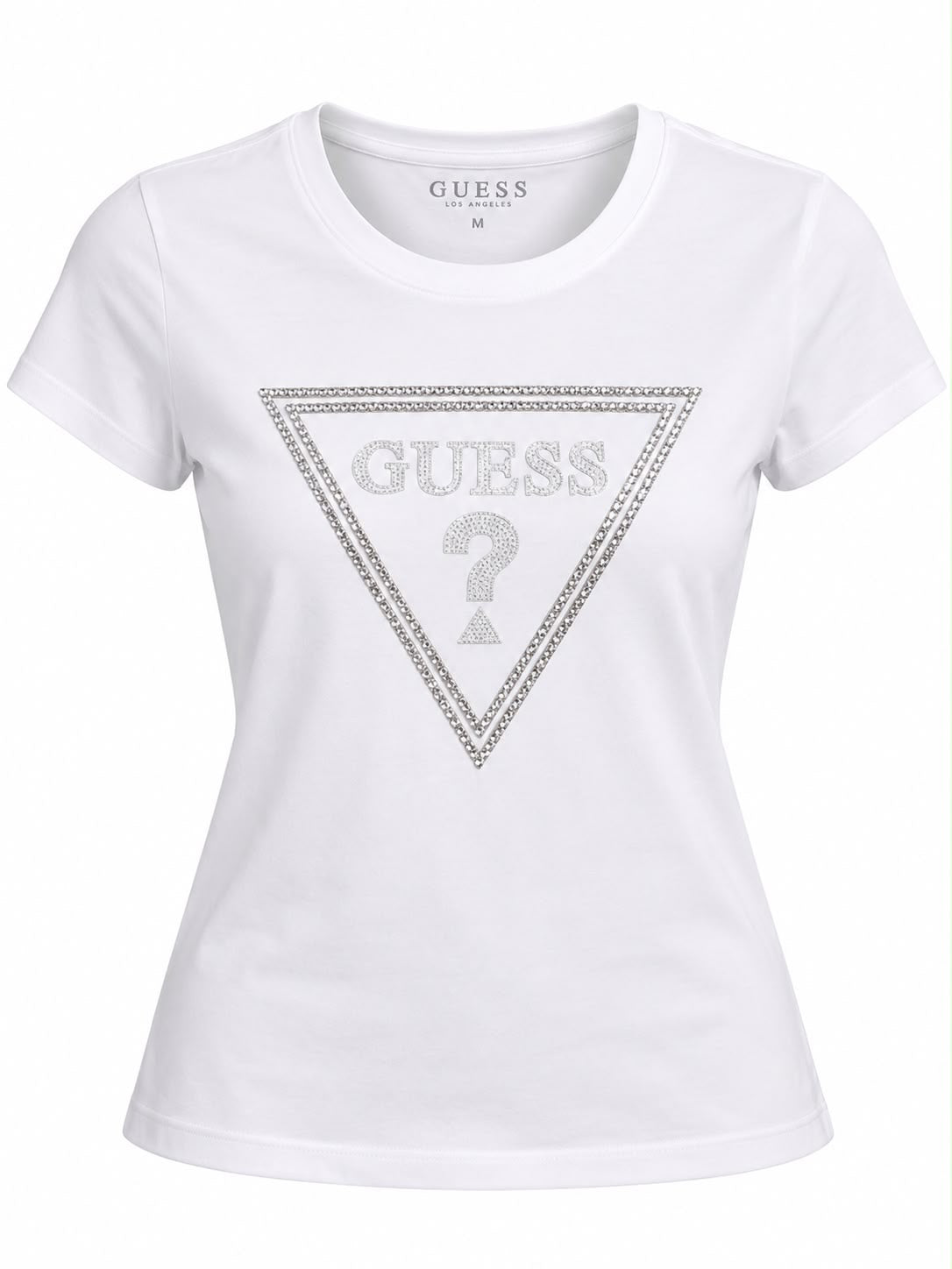 Playera Guess blanca brillos logo