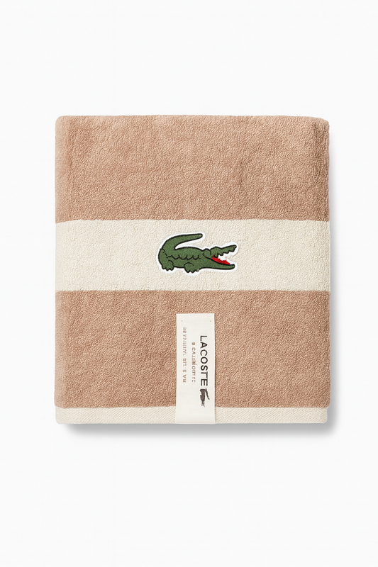 Toalla Lacoste camel con beige