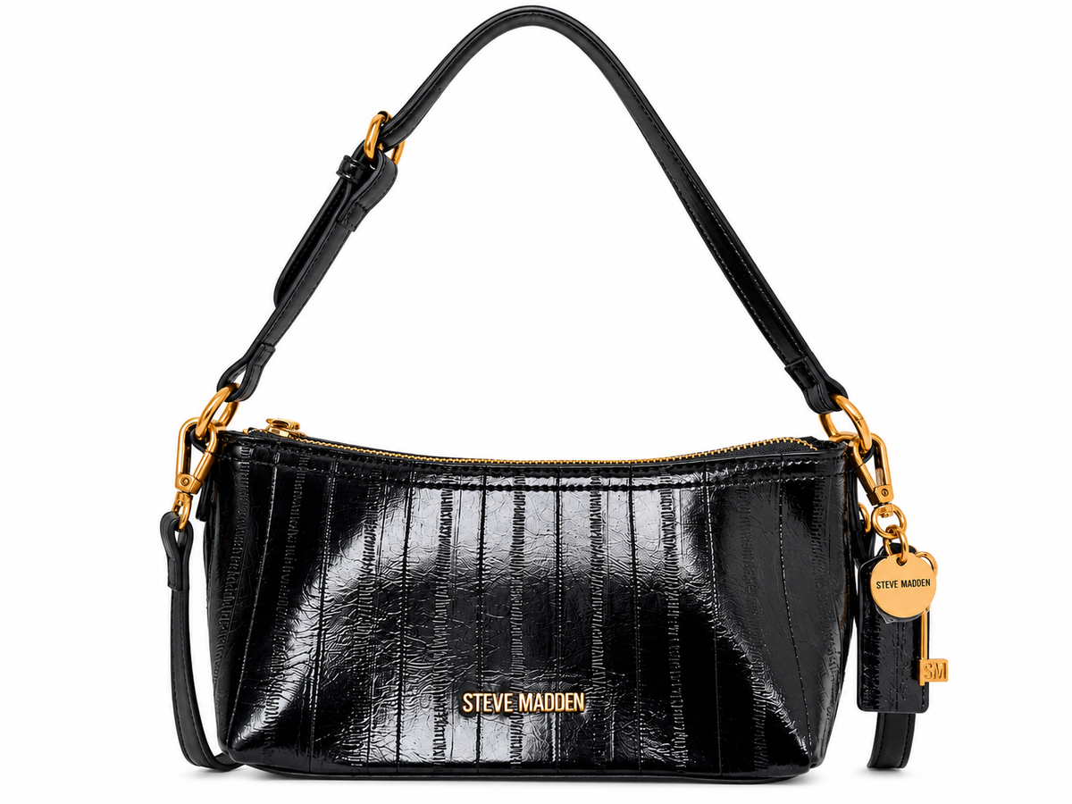 Crossbody Steve Madden negra detalles dorados
