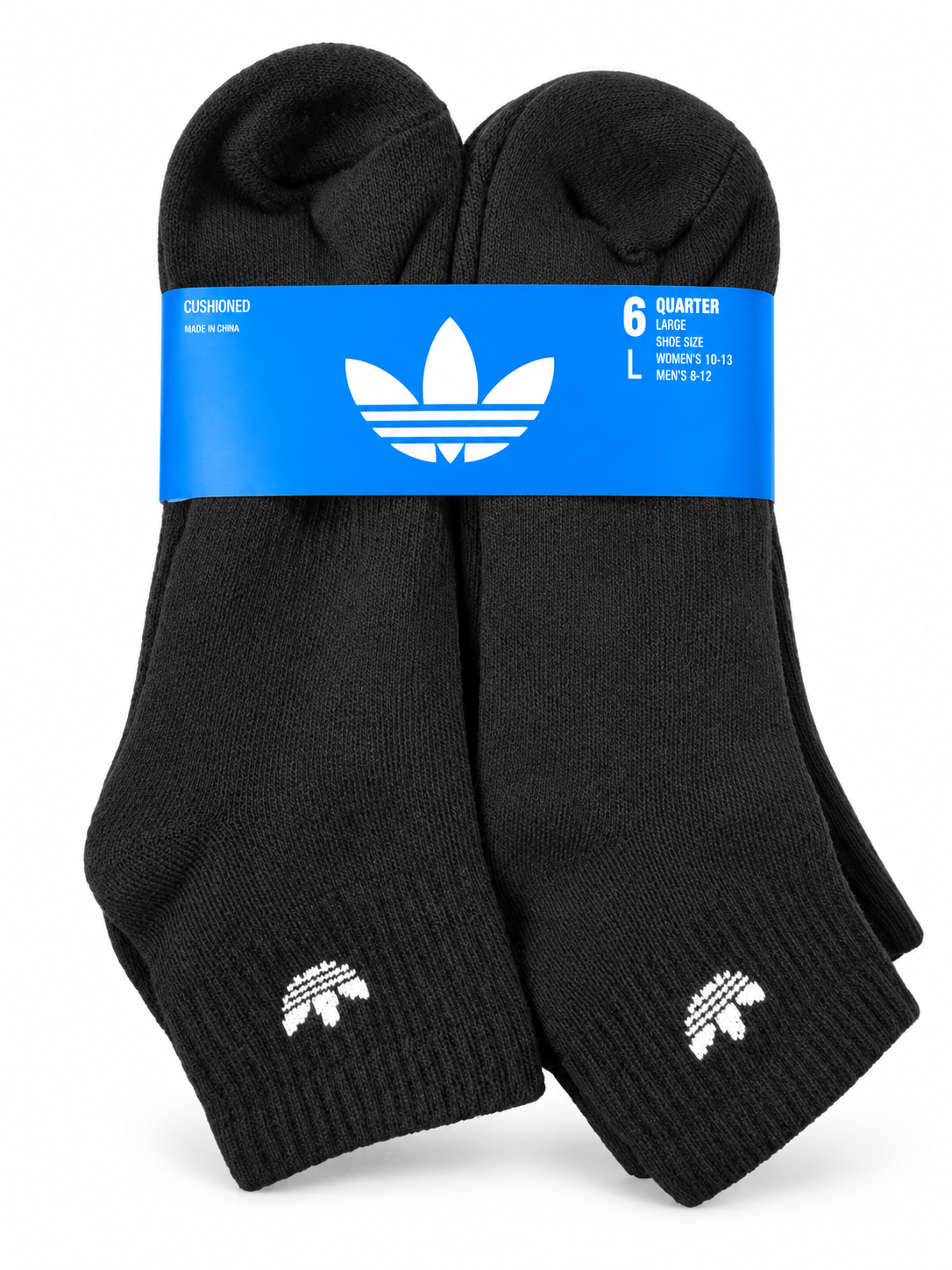 Calcetines Adidas negras logo balnco 6 pares