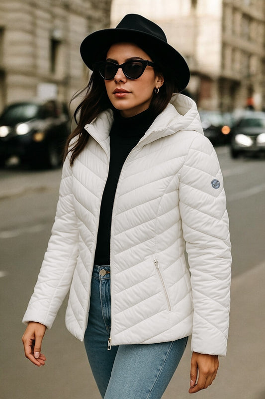 Chamarra Michael K blanca/blanca con monogram doble vista