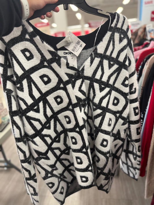Suéter DKNY blanco/negro letras con botones