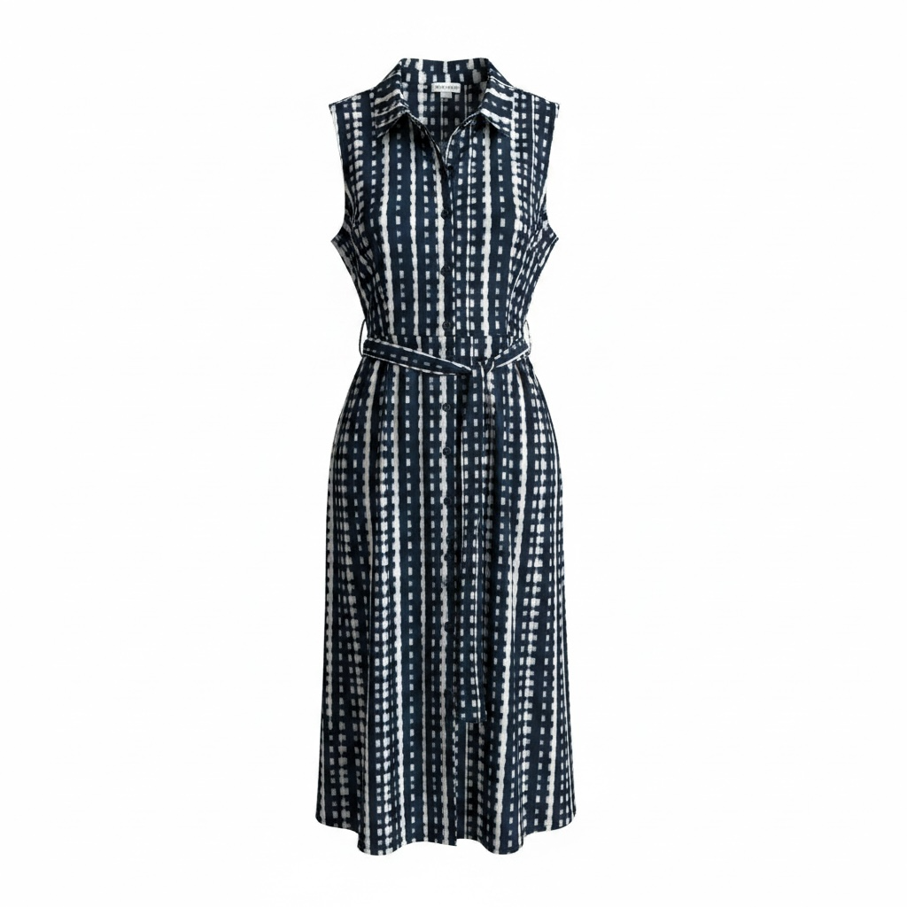 Vestido CK azul marino con blanco, botones talla 16 o 2xL