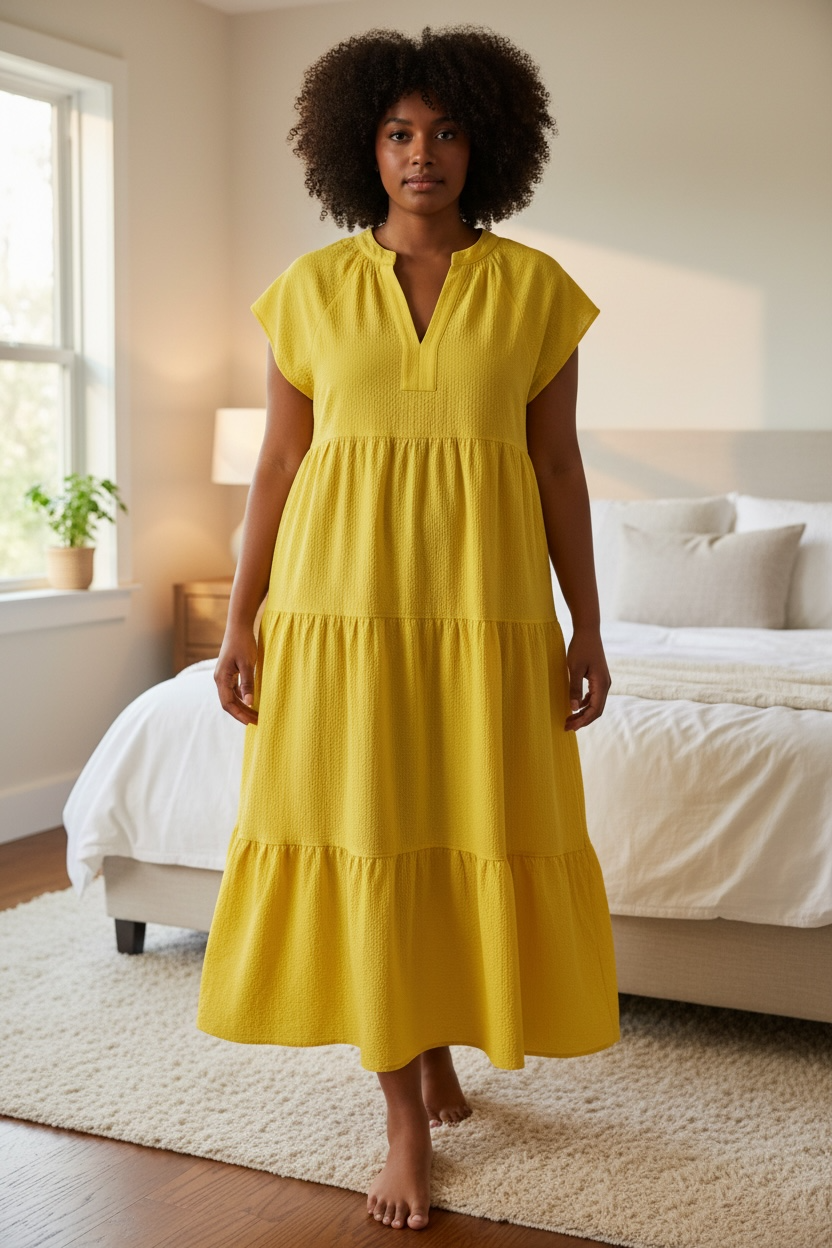 Vestido Calvin k amarillo largo
