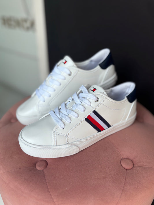 Tenis Tommy H blancos con rayas