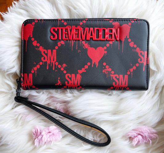 Cartera Steve M negra/rojo con corazones