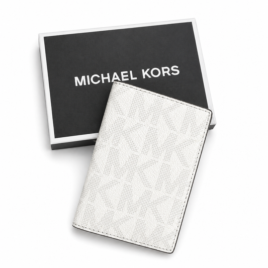 Tarjetero Michael k blanca con monogram para caballero