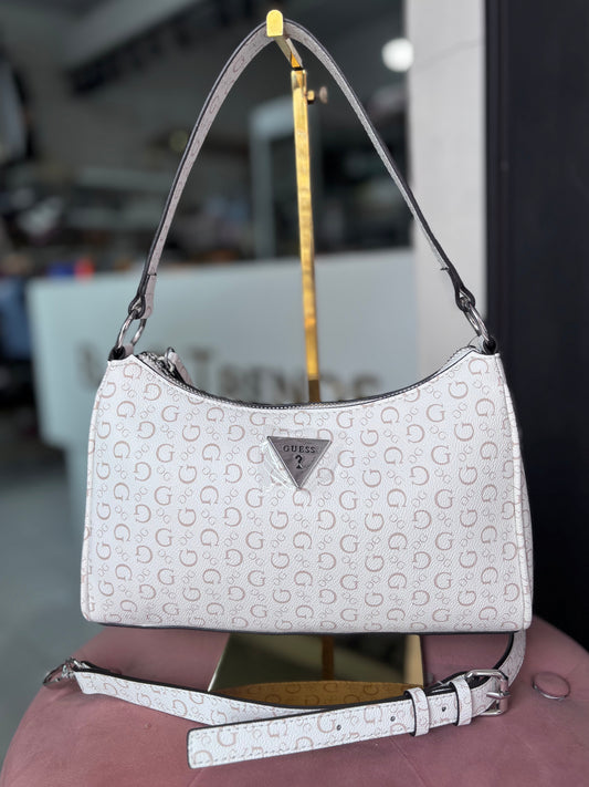 Hobo/crossbody Guess crema con monogram