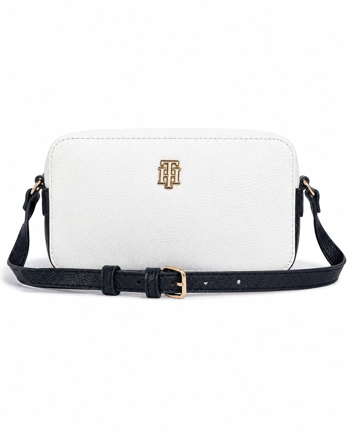 Crossbody Tommy H blanca con azul marino