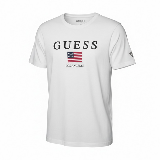Playera Guess blanca con bandera para caballero