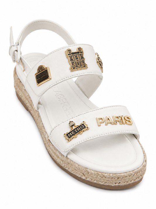 Sandalias KarlLagerfeld blancas Charm dorado