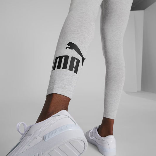 Leggins Puma Gris jaspeado con letras y puma negro