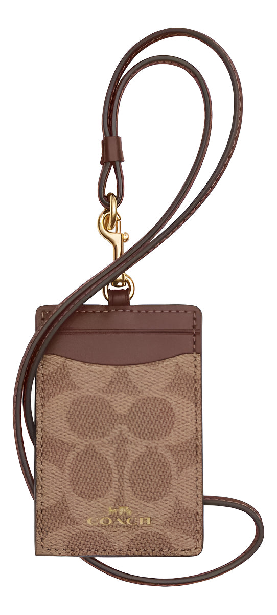 Porta credencial Coach camel