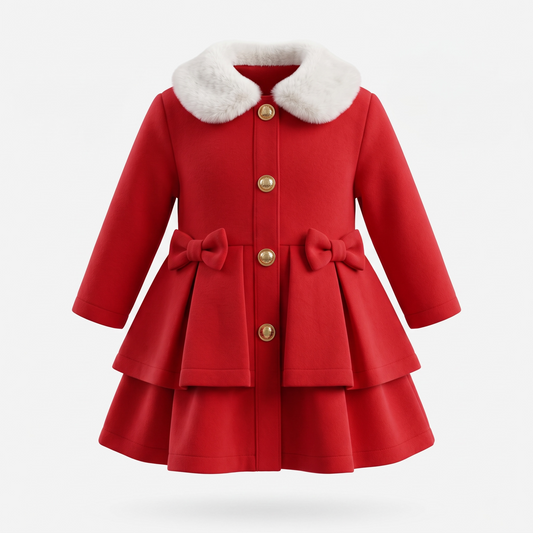 Conjunto Little Lass vestido, abrigo y diadema