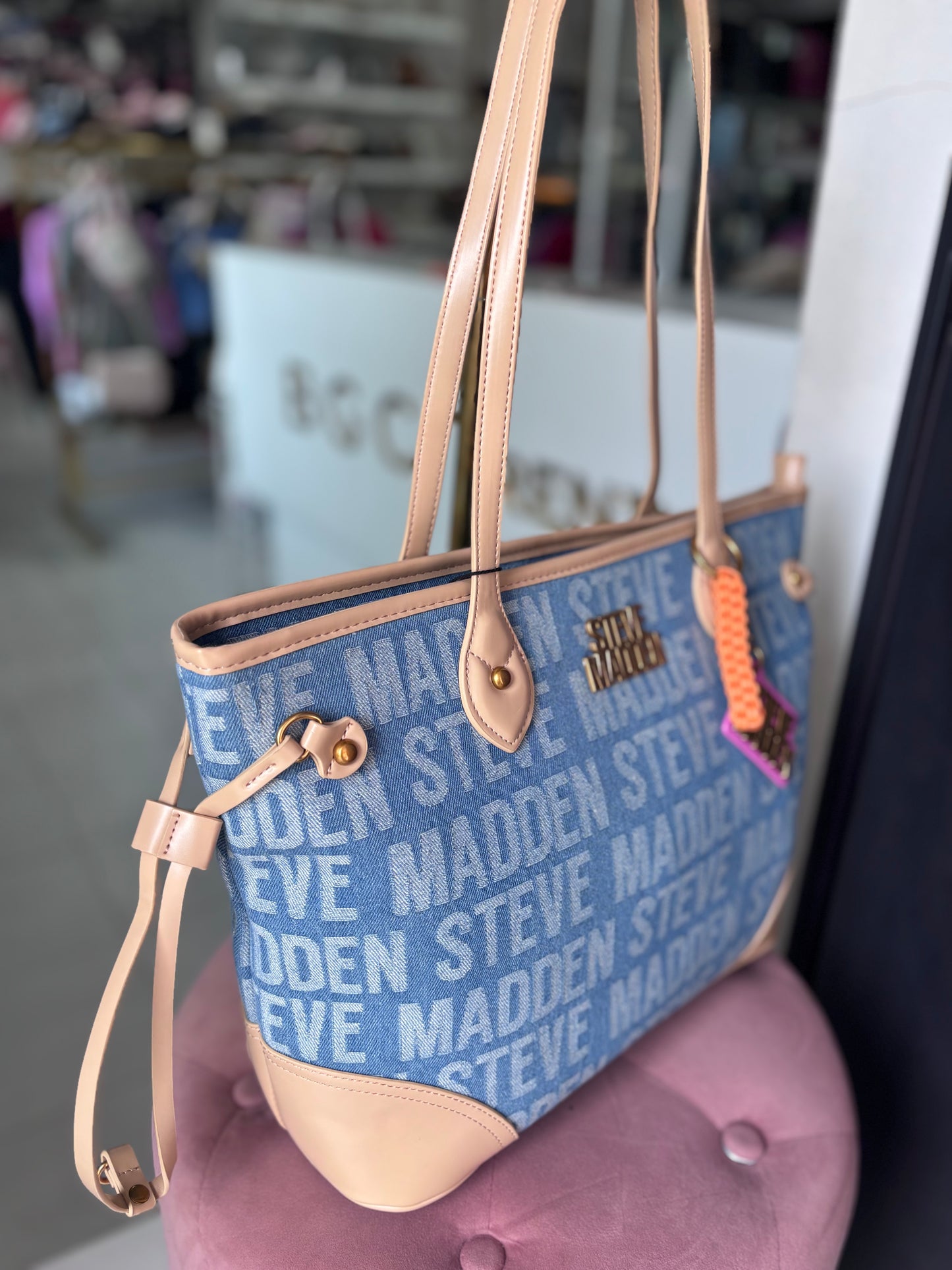 Tote Steve M de mezclilla con camel