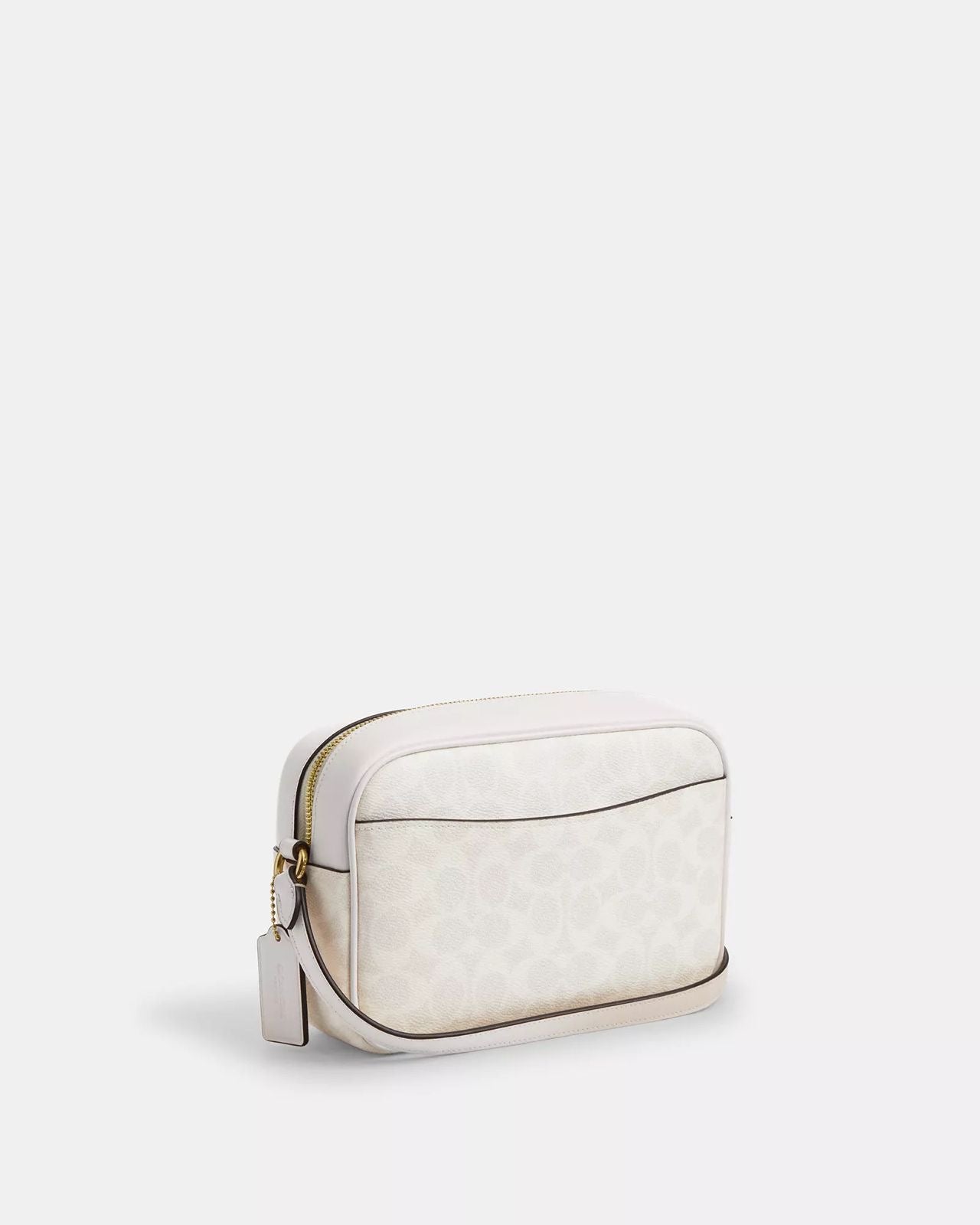 Crossbody Coach Chalk crema con canvas blancas y placa plateada