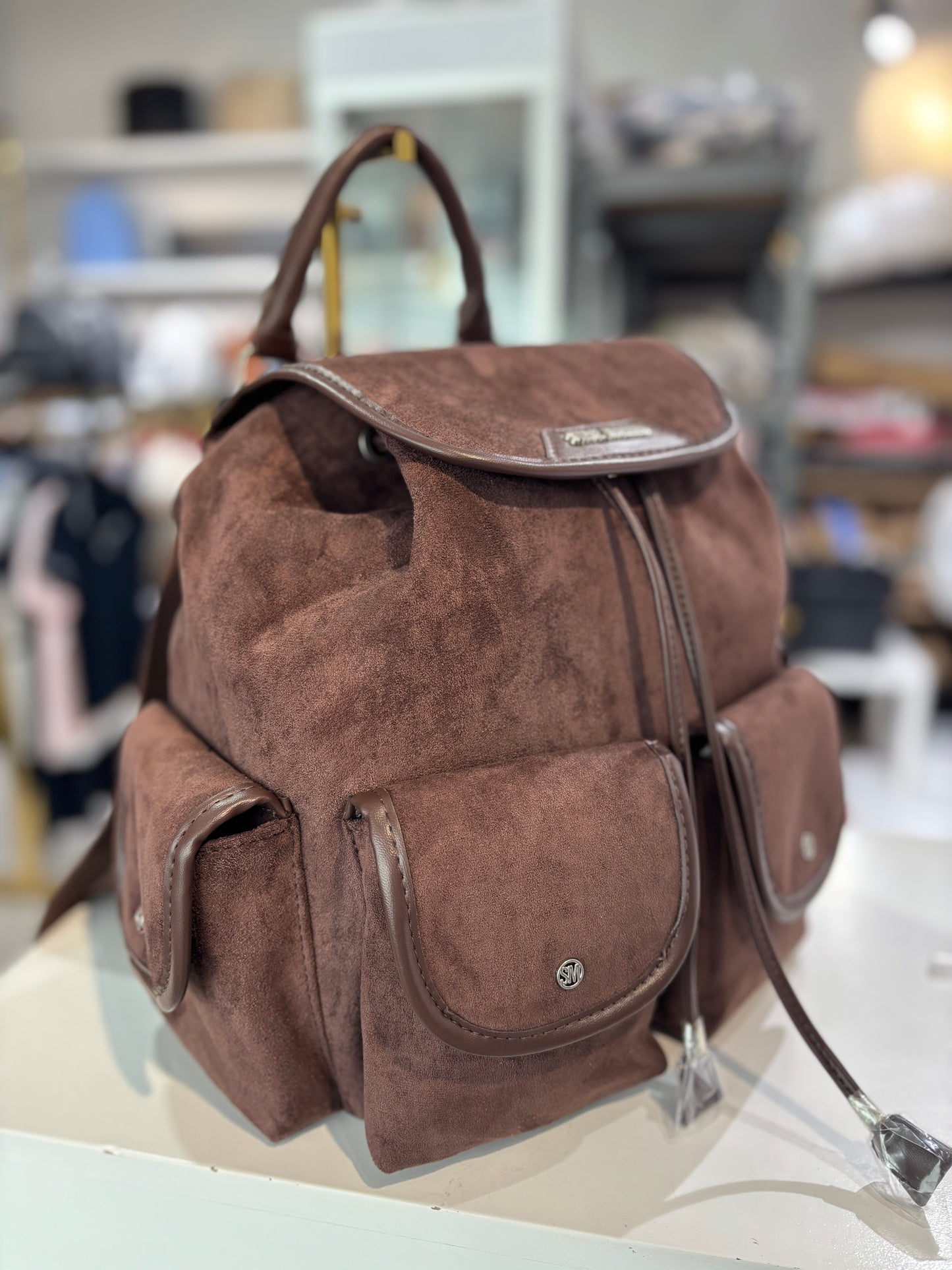 Backpack Steve Madden café de gamuza