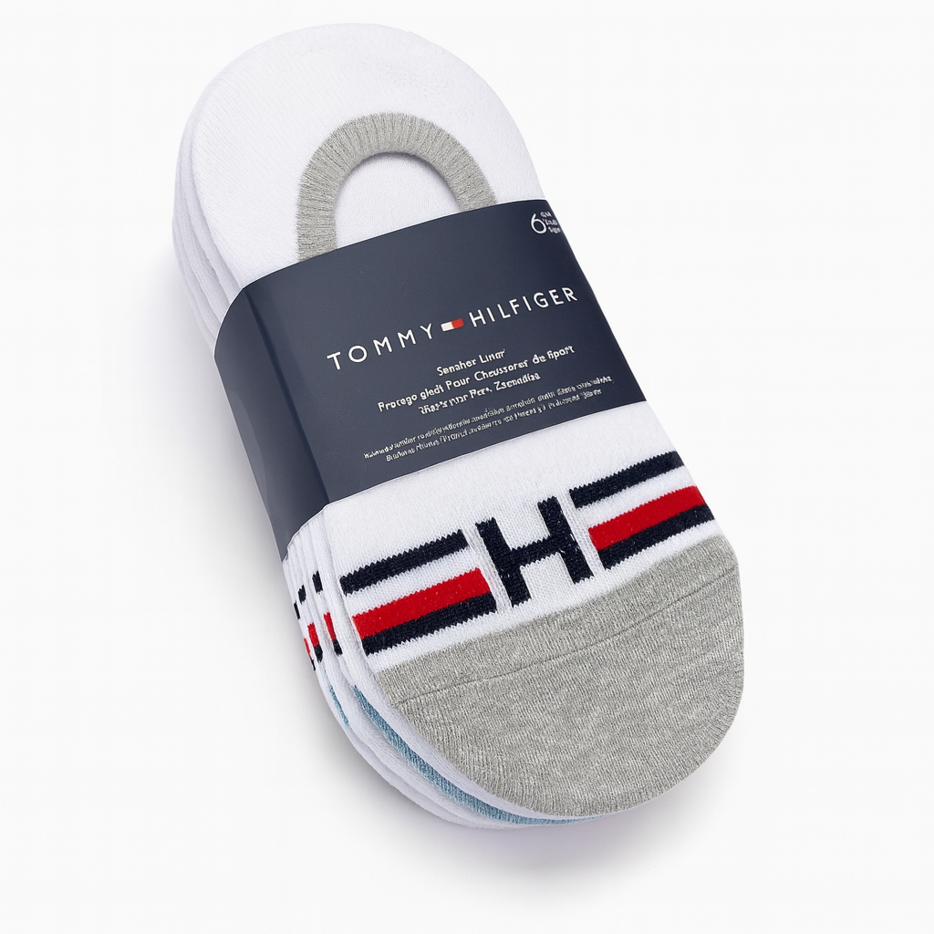 Protectores Tommy H blancos con letra H y líneas