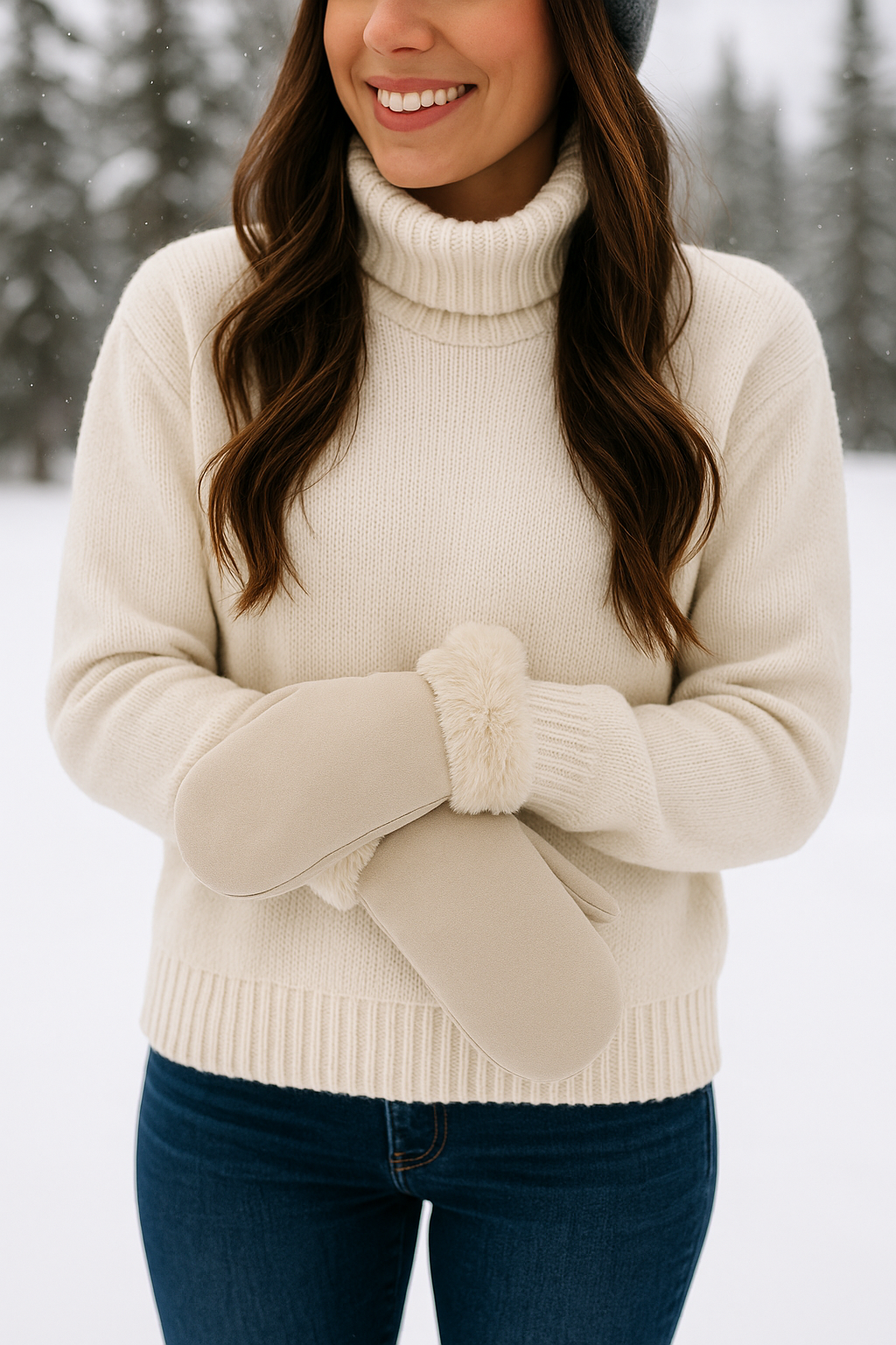 Guantes Mittens Hot Paws beige de invierno