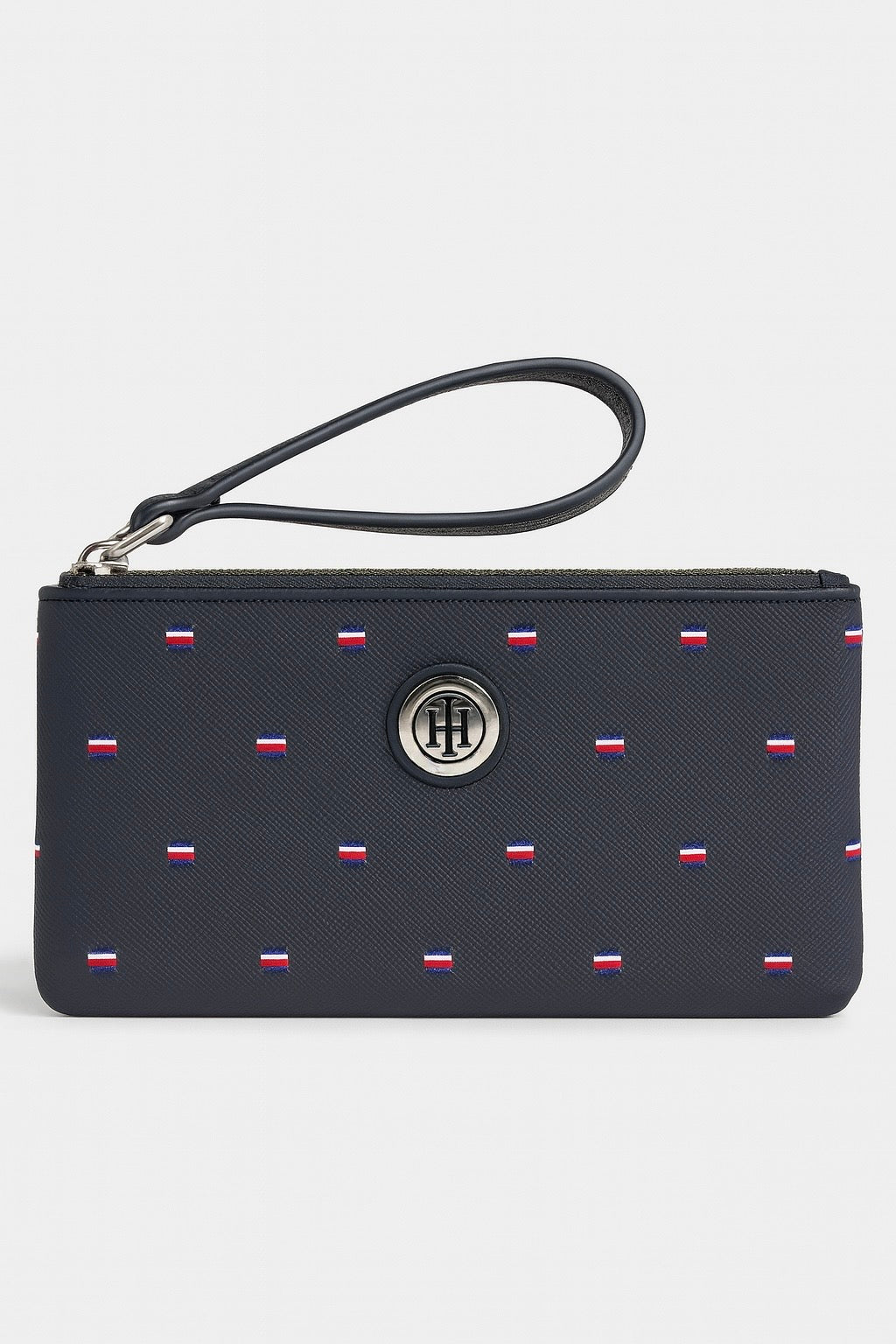 Muñequera Tommy H azul monogram bandera doble cierre