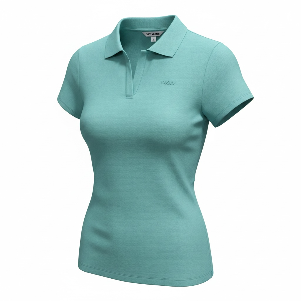 Playera DKNY tipo polo Aqua para dama