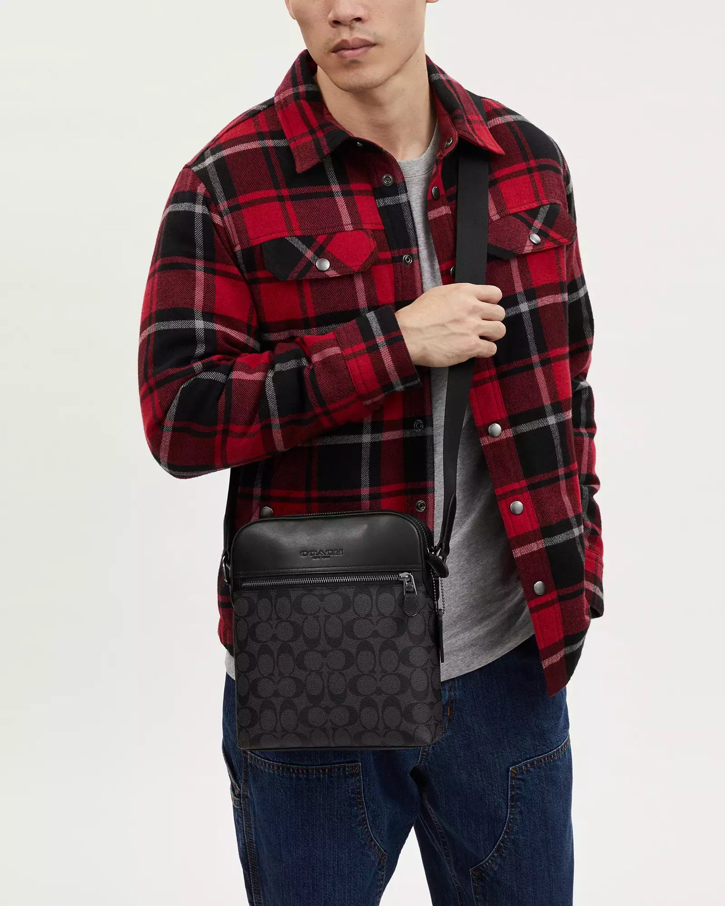 Mariconera coach gris/negro