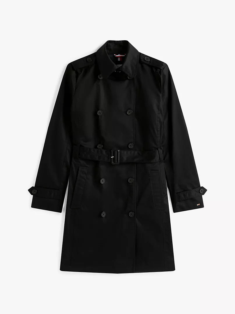 Gabardina Tommy H negra con cinturón
