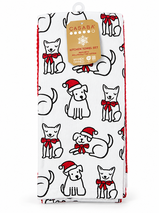 Toallas de cocina navideñas de perritos