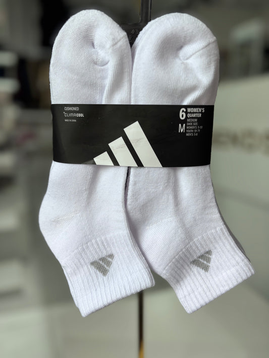 Calcetas Adidas blancas con logo gris 6 pares