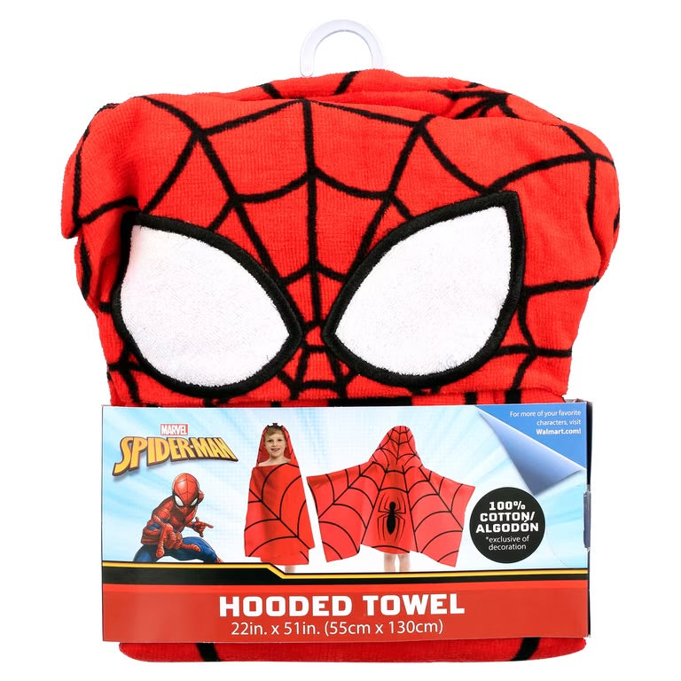 Toalla de spider man para niño hooded