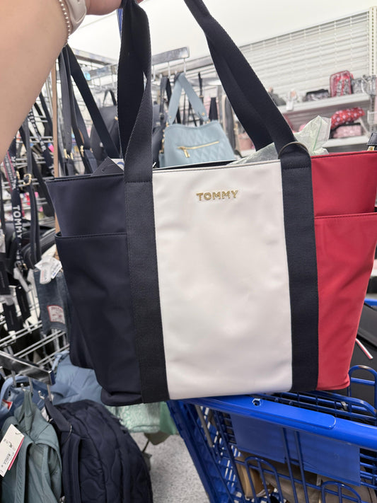 Tote Tommy H azul, blanco y rojo