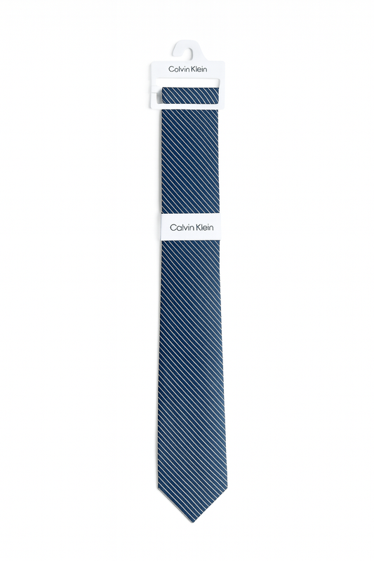 Corbata Calvin k azul rayas blancas