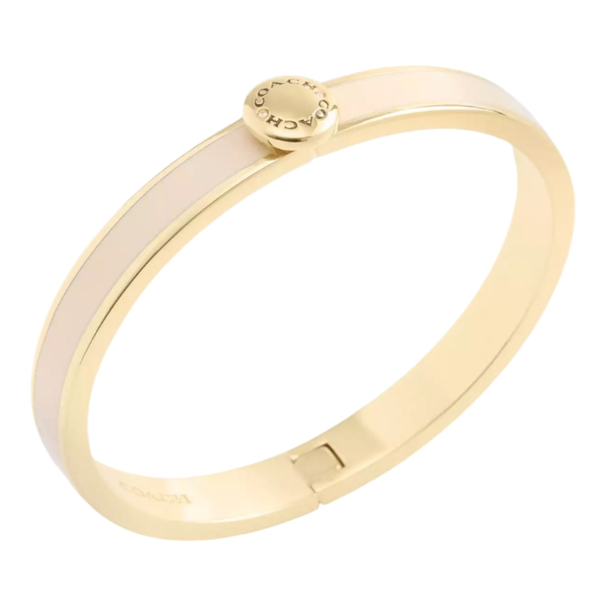 Brazalete Coach Dorado/beige letras negras