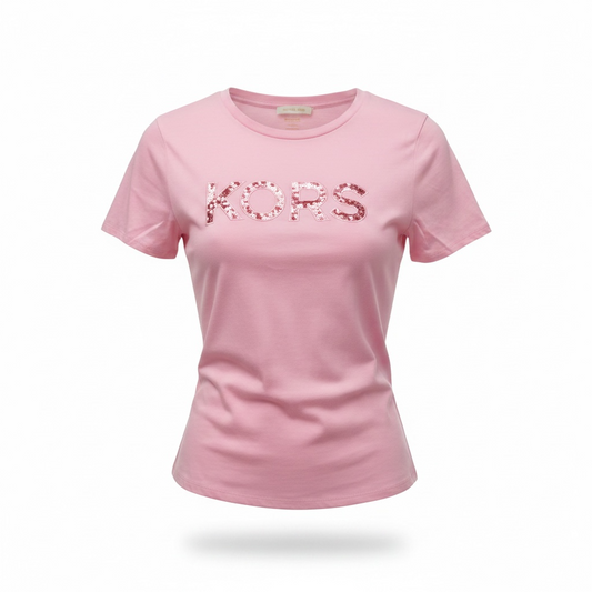 Playera Michael k Carnation rosa lentejuelas