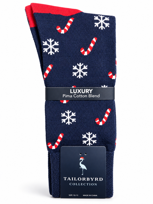Calcetines para caballero navideños copos y bastones