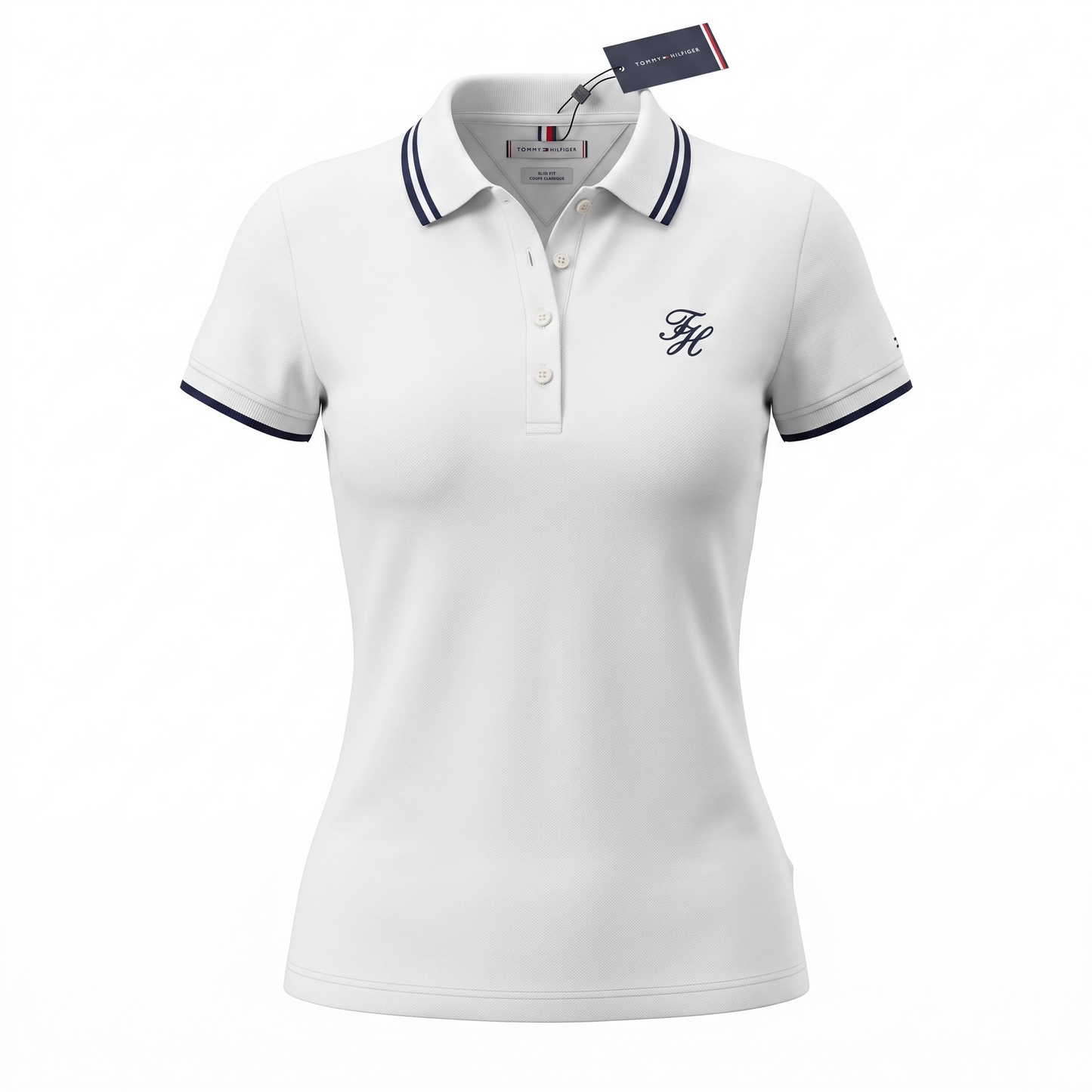 Polo Tommy H blanca con Azul