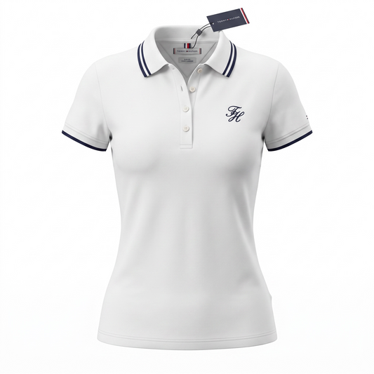 Polo Tommy H blanca con Azul