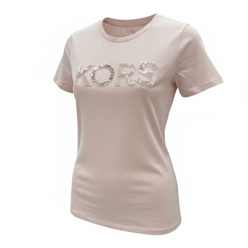 Playera Michael k powder blush Rosa claro lentejuelas