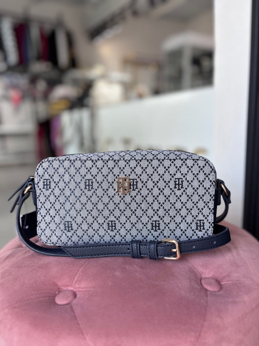 Crossbody Tommy H azul marino con monogram