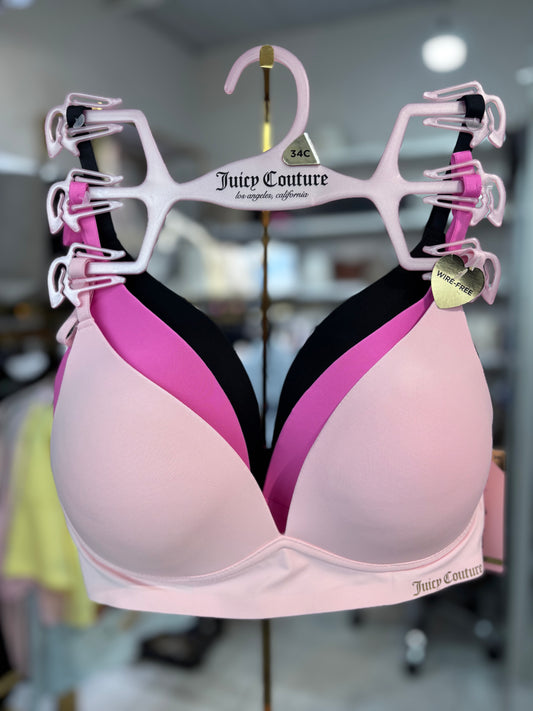 Brasier Juicy C rosa claro, rosa y negro 3pz