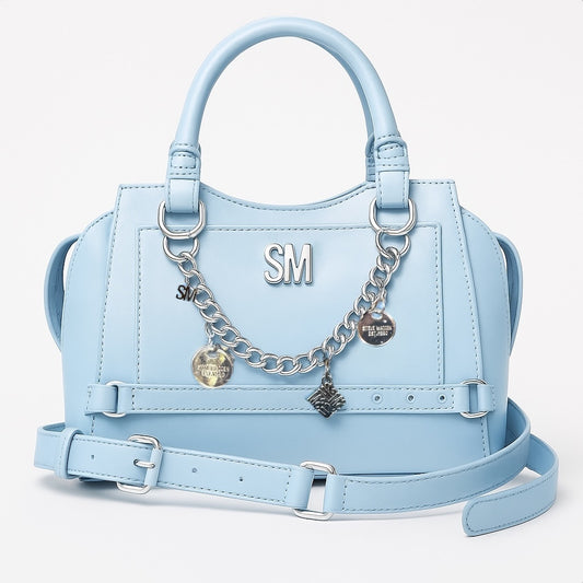 Crossbody Steve M azul claro con cadenas y dijes