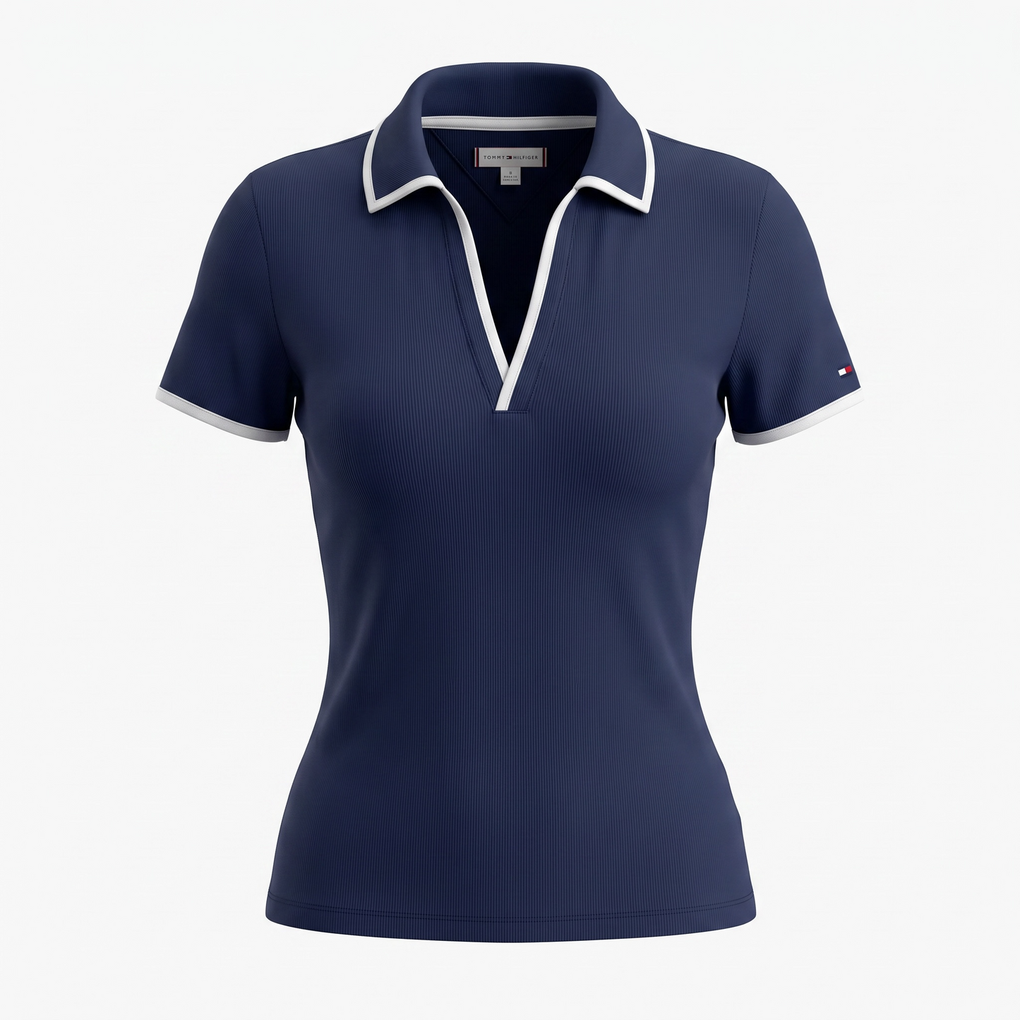 Playera Tommy azul marino raya blanca