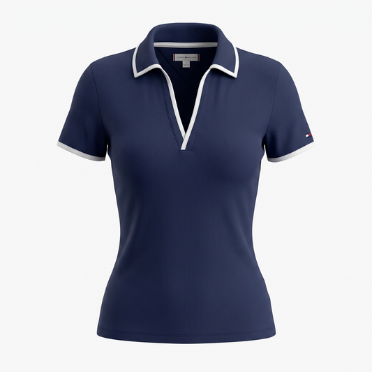 Playera Tommy azul marino raya blanca