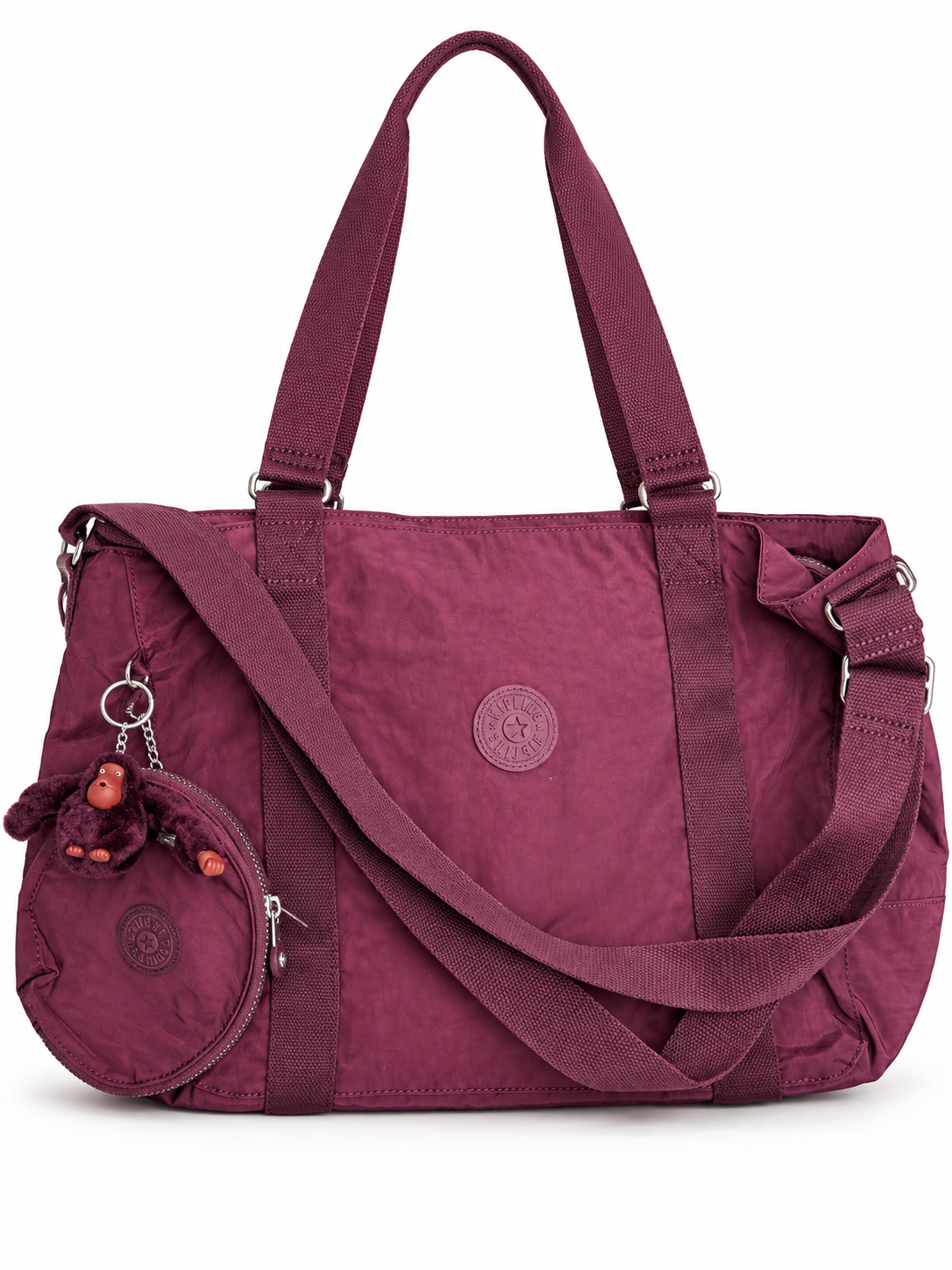 Tote Kipling con monedero color ciruela