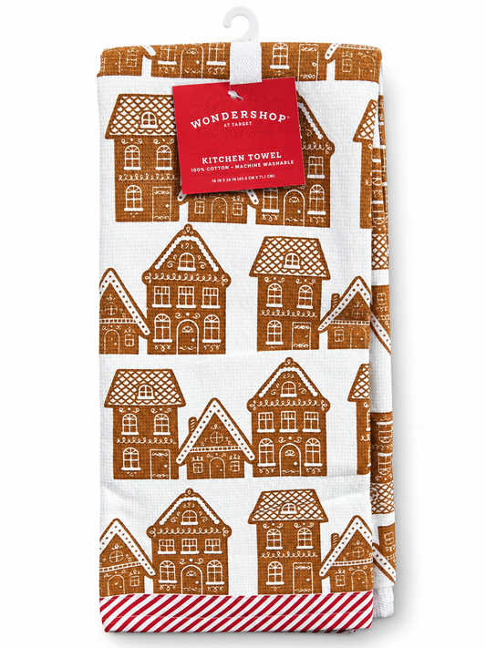 Set de toallas de cocina navideñas casas de galleta de jengibre