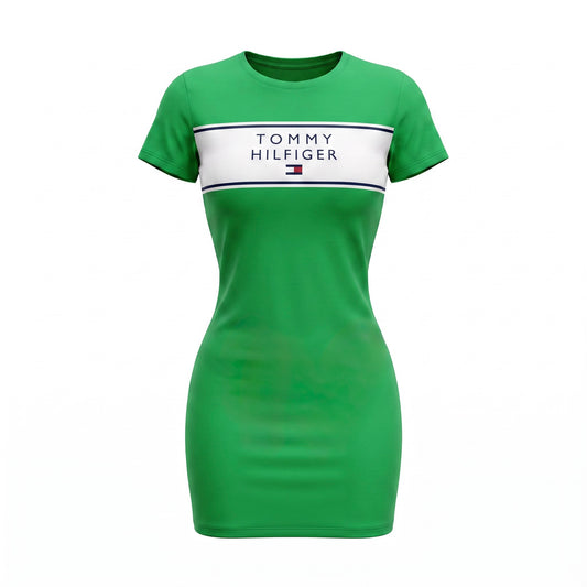 Vestido Tommy H  verde con estampado