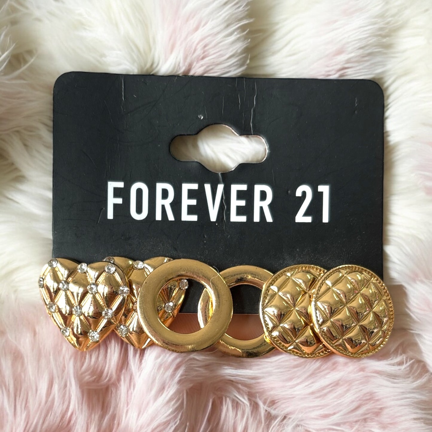 Aretes Forever 21 dorados 3 pares
