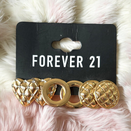 Aretes Forever 21 dorados 3 pares