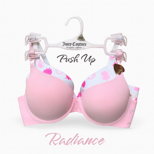 Brasier Juicy C rosa y blanco con monogram de fresas