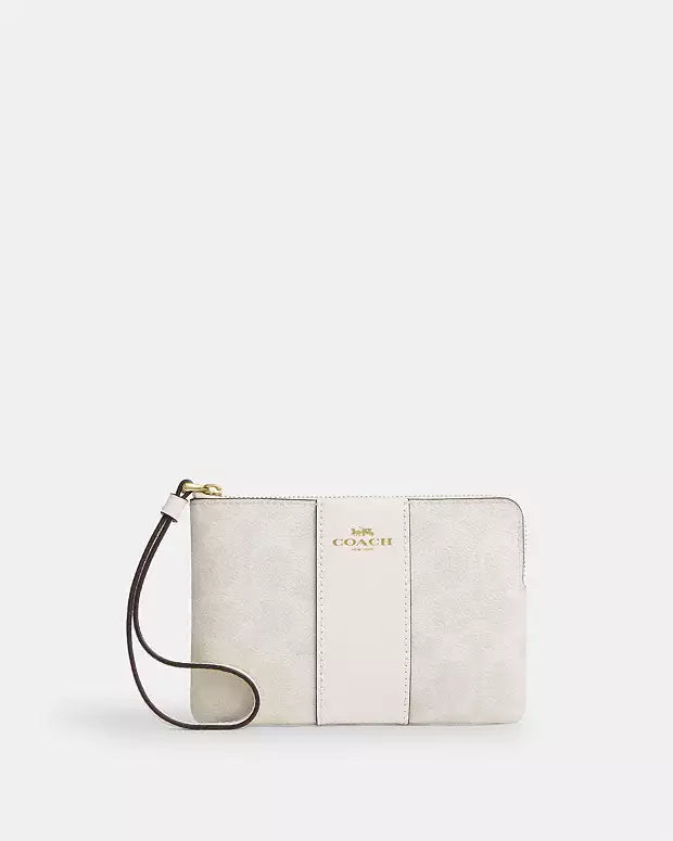 Muñequera Coach blanca/crema, monogram y strap